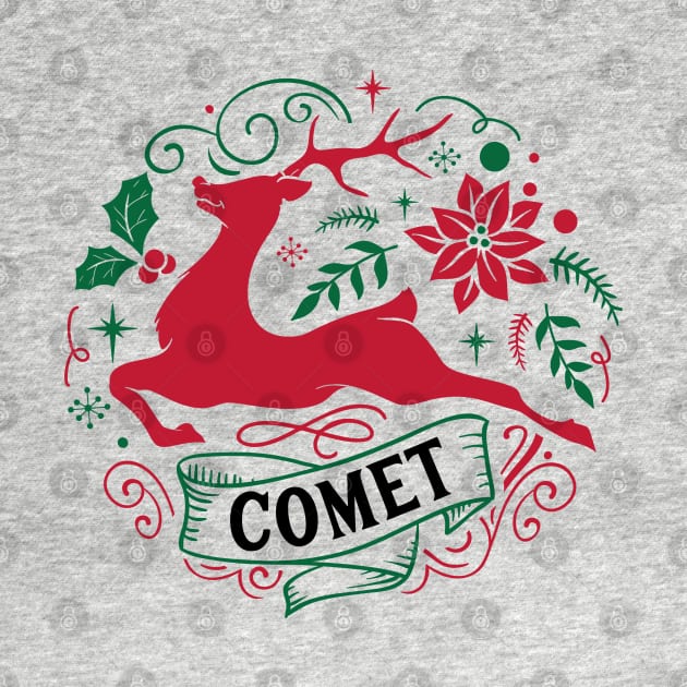 Santas Christmas Sleigh Reindeer  Comet by STYLISH CROWD TEES